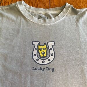 Life Is Good Crusher T-shirt Rocket Lucky Dog